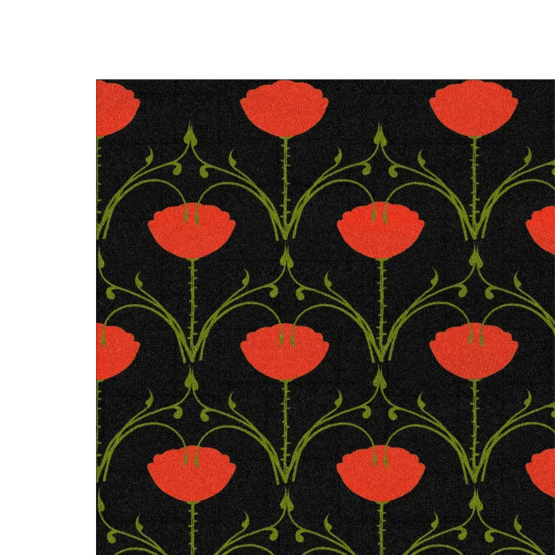 1001 Roses Hand Tufted Rug - Black