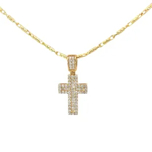14KY 1CT G SI1 BAGUETTE/ROUND DIAMOND CROSS