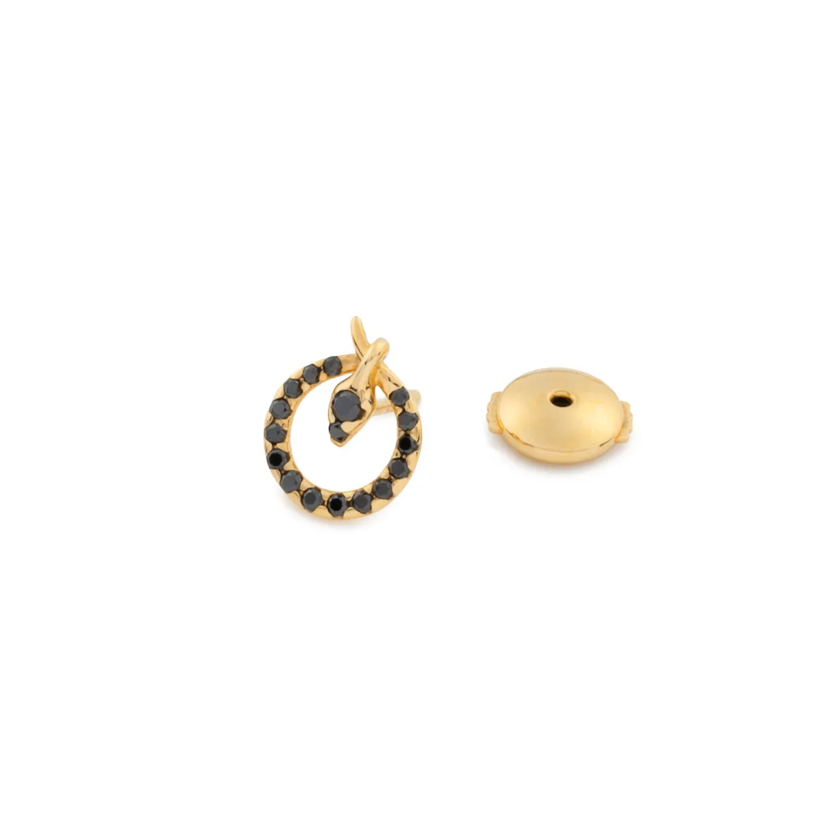 18K SNAKE KNOT Black Diamond Stud Earring