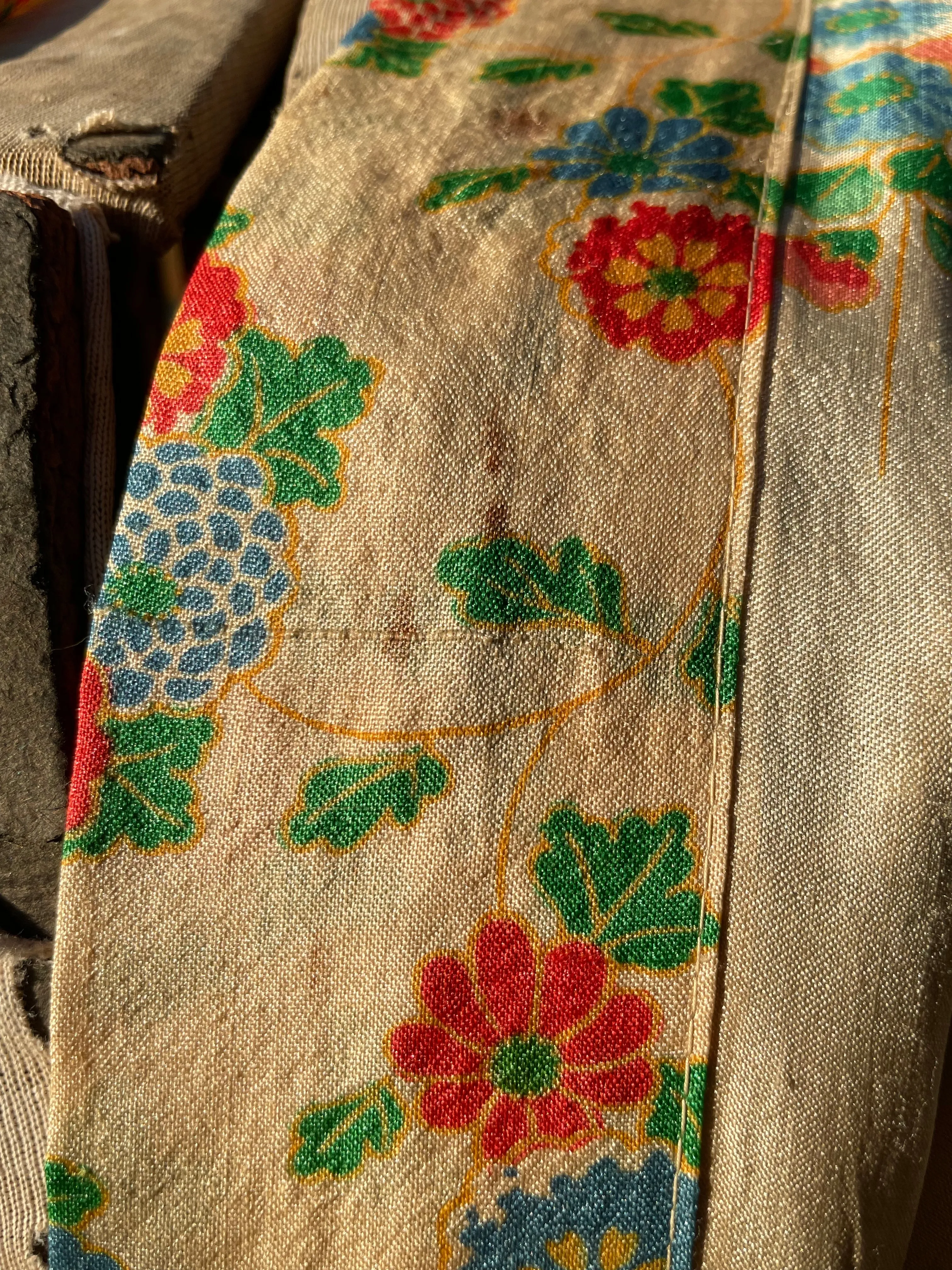 1920s Japanese Pongee Silk Full Length Tie Front Robe OS