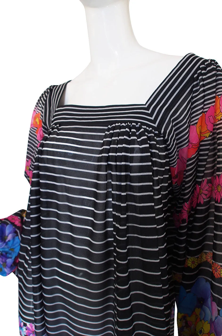 1960s Nylon Floral Gottex Caftan Dress