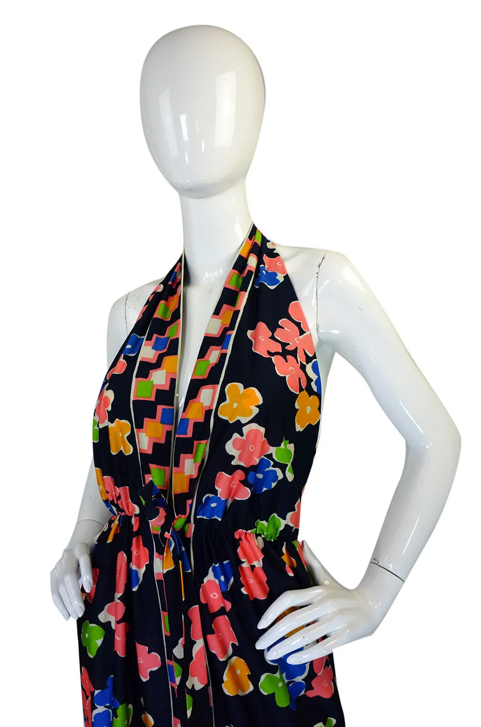1970s Oscar De La Renta Plunging Halter