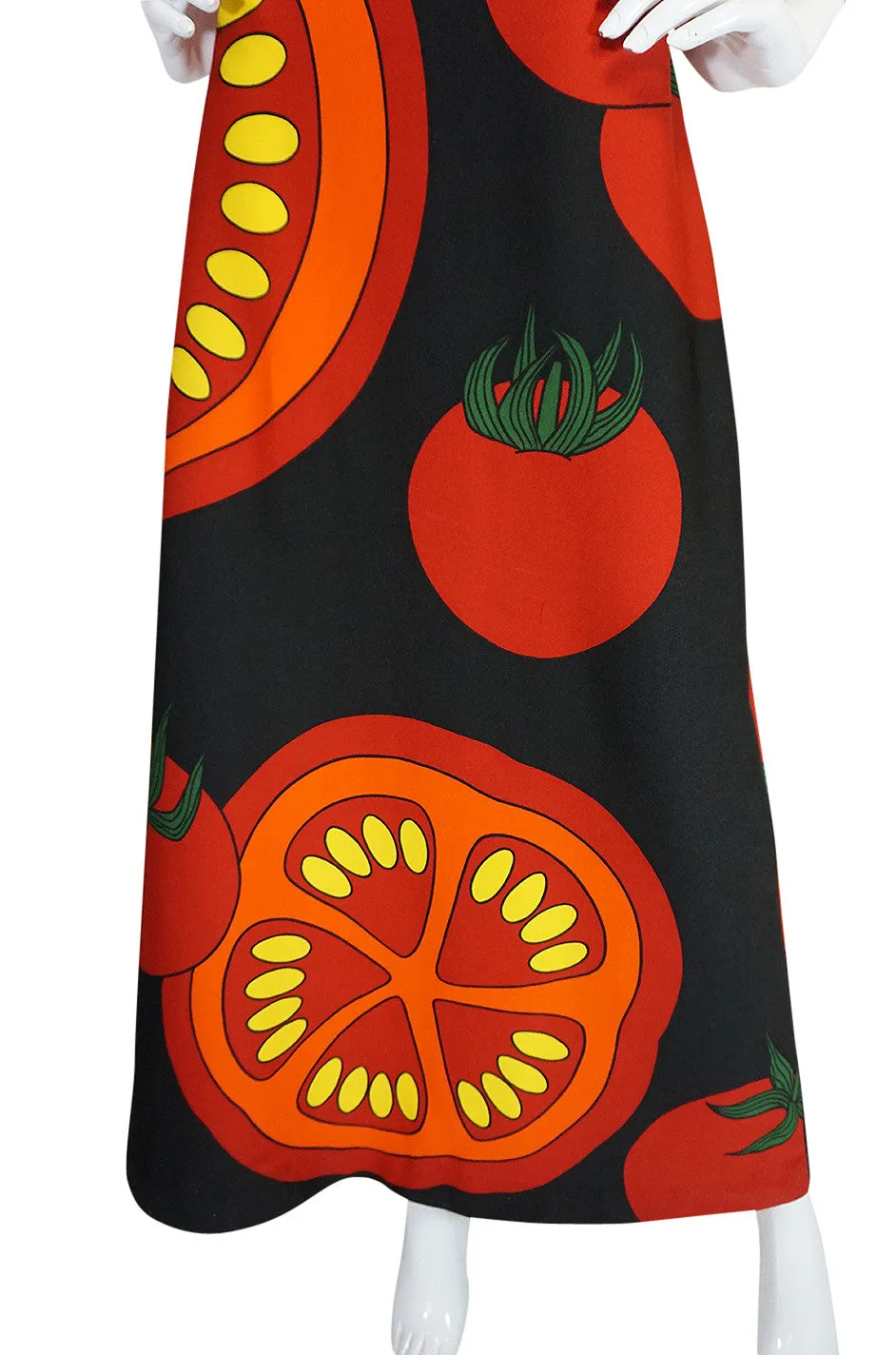 1972 Lanvin Printed "Tomato" Halter Jersey Dress
