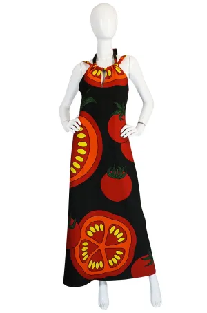 1972 Lanvin Printed "Tomato" Halter Jersey Dress