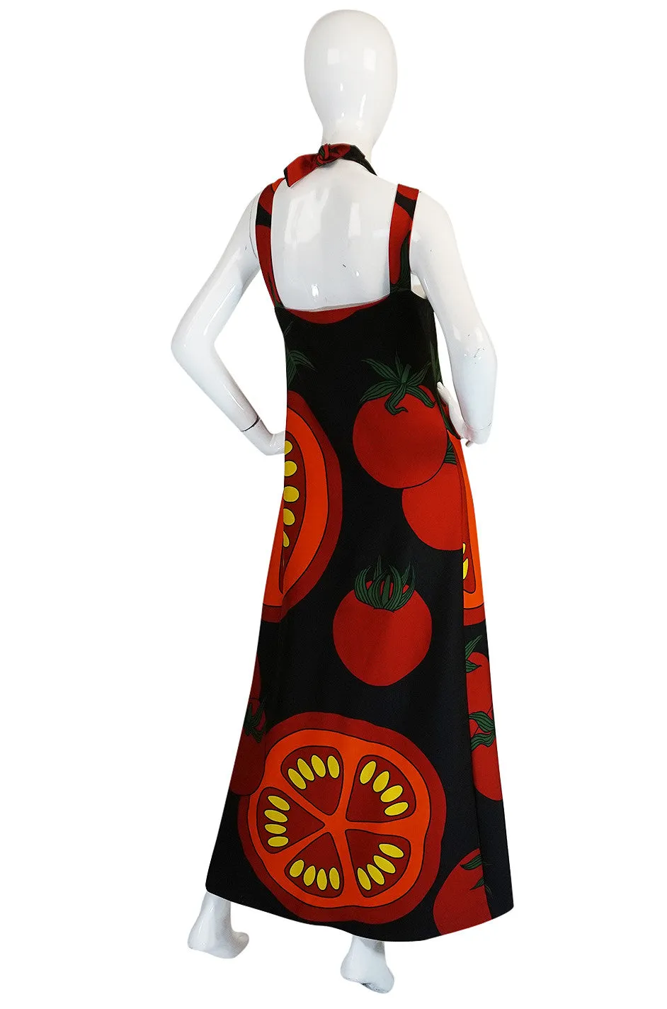 1972 Lanvin Printed "Tomato" Halter Jersey Dress