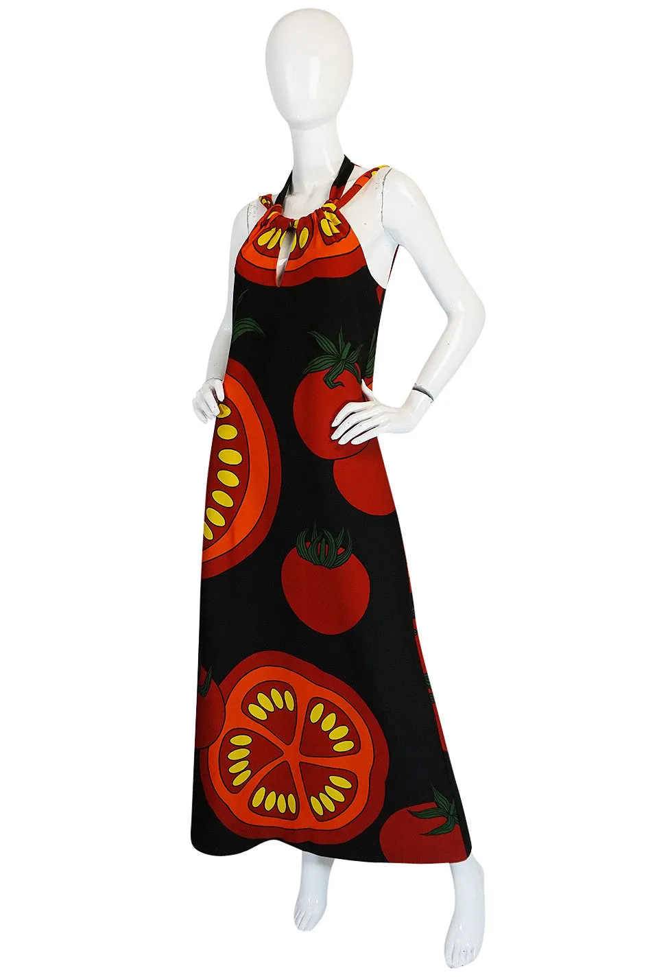 1972 Lanvin Printed "Tomato" Halter Jersey Dress
