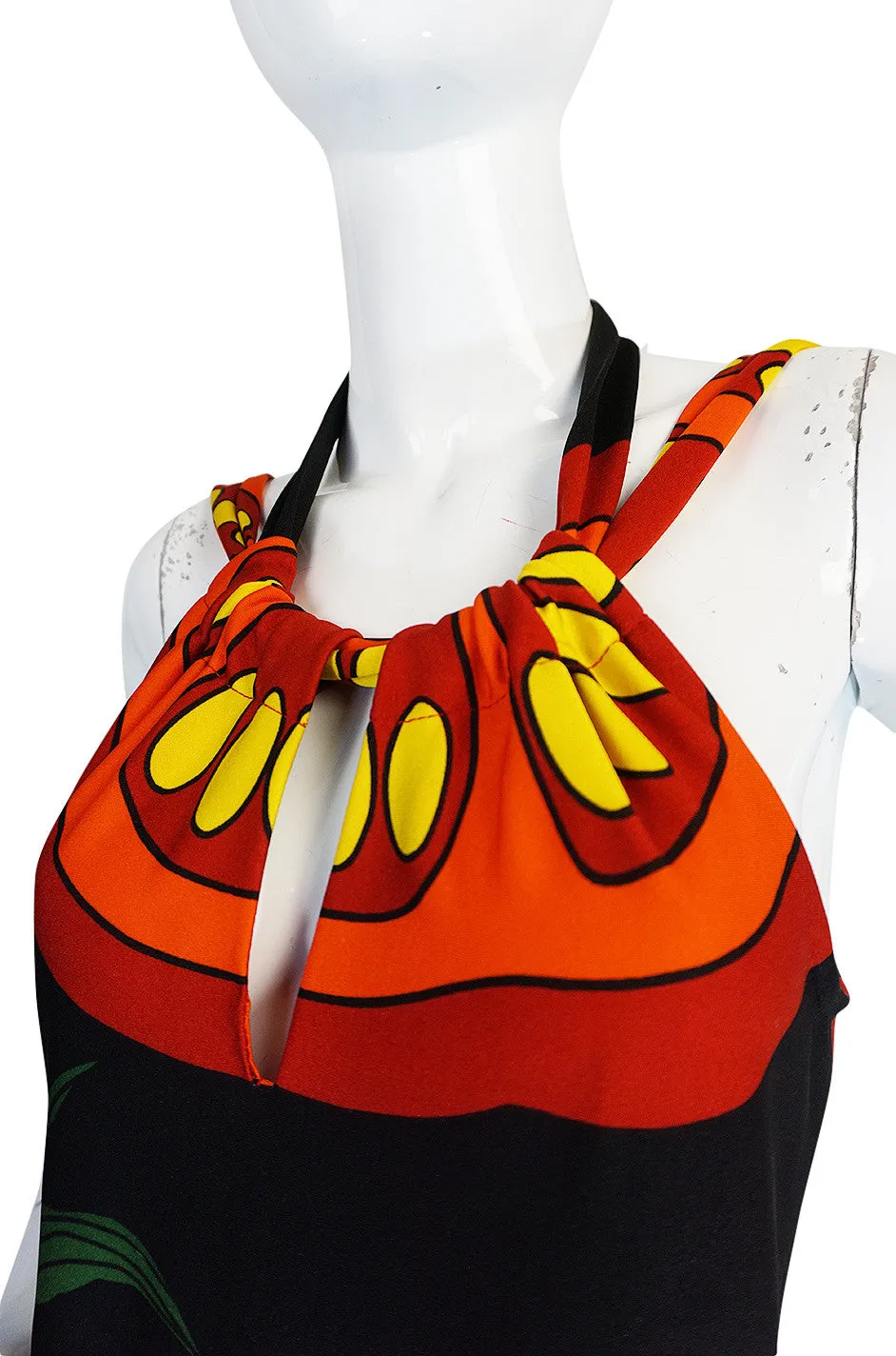 1972 Lanvin Printed "Tomato" Halter Jersey Dress