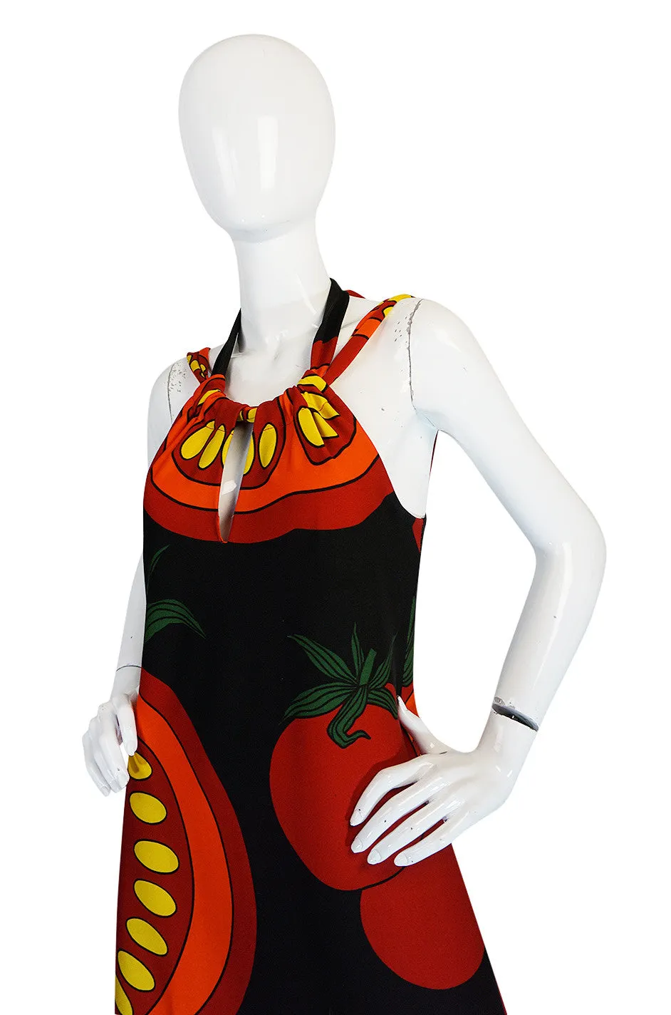 1972 Lanvin Printed "Tomato" Halter Jersey Dress