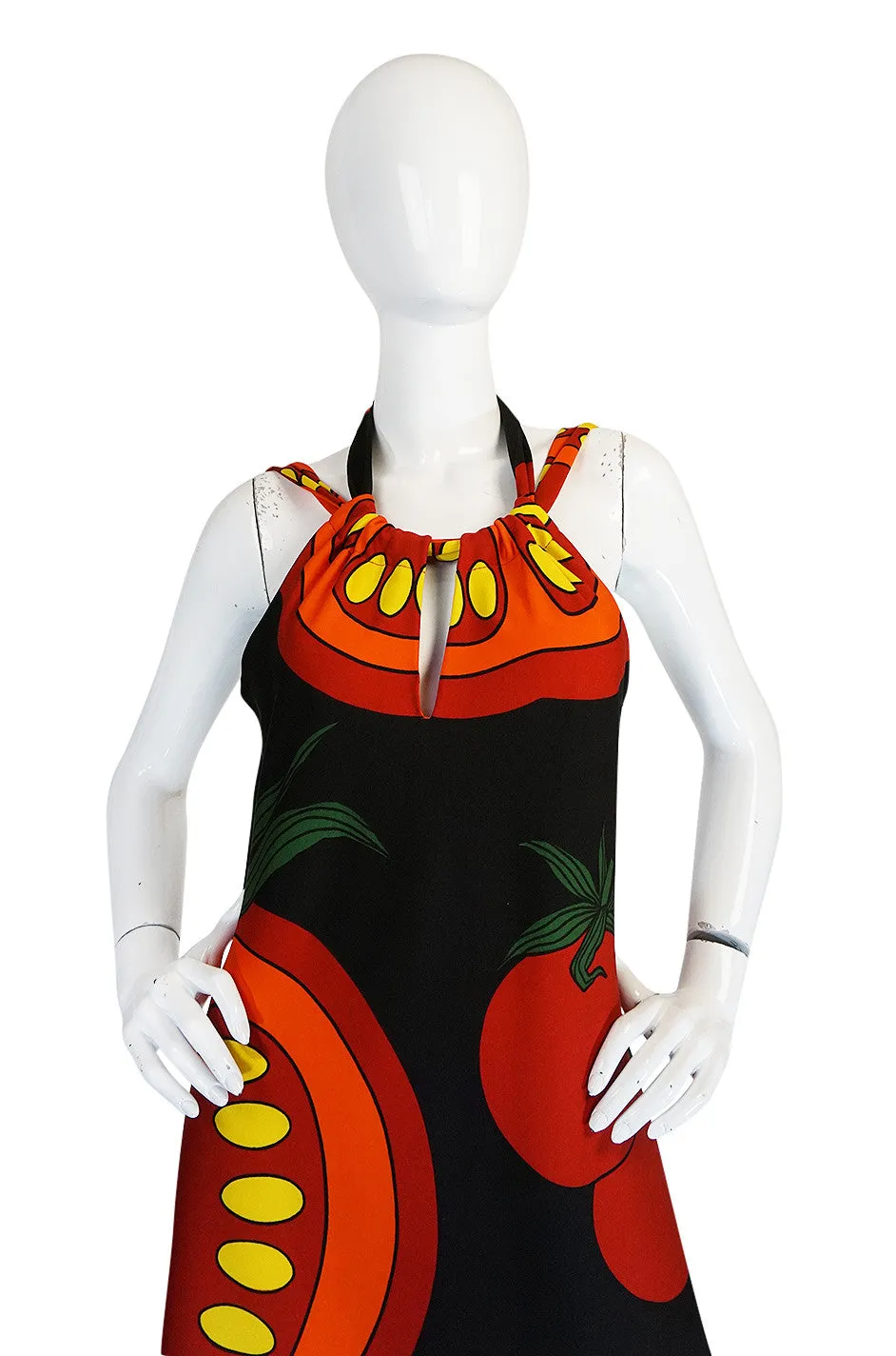 1972 Lanvin Printed "Tomato" Halter Jersey Dress