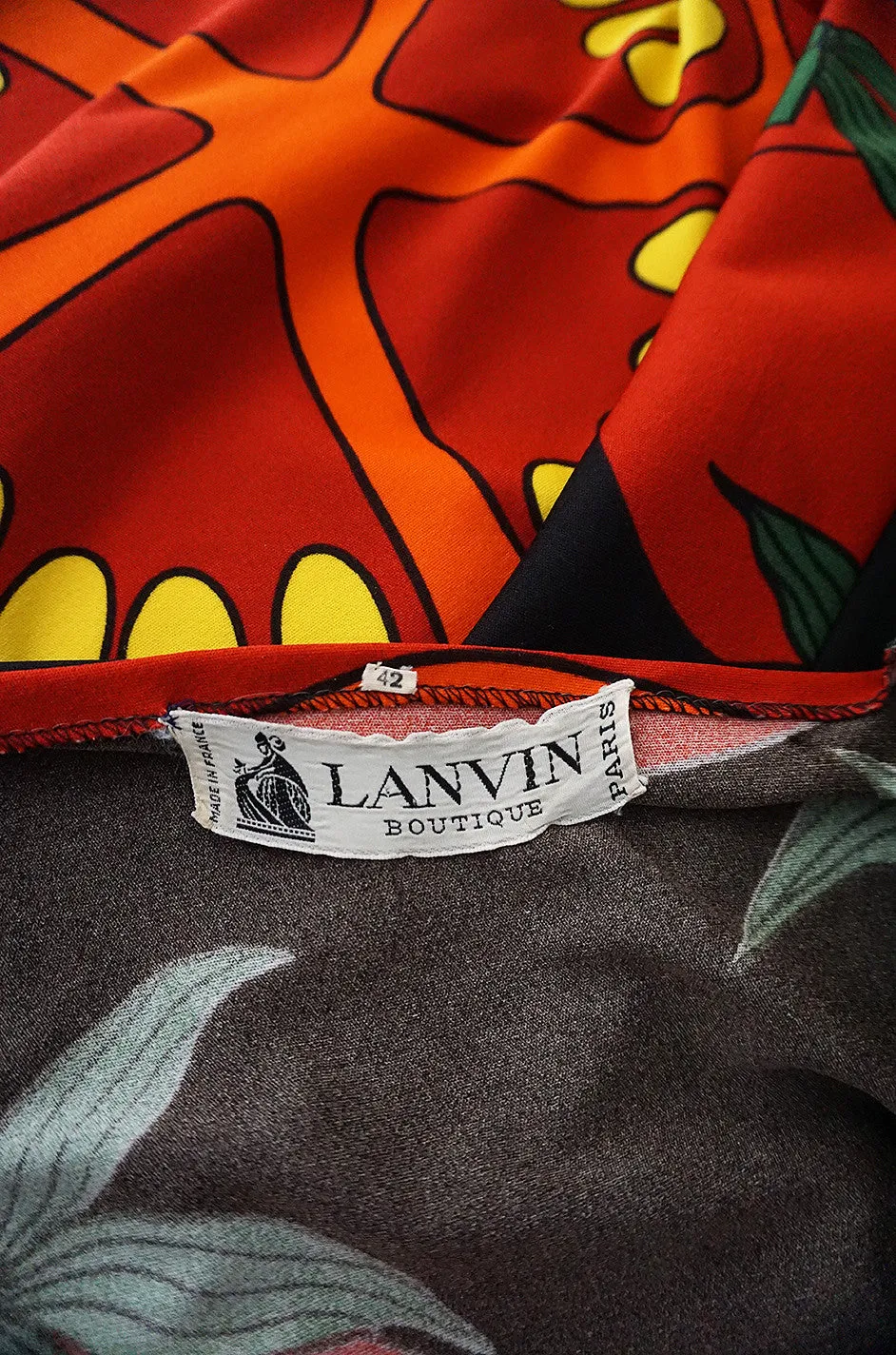 1972 Lanvin Printed "Tomato" Halter Jersey Dress