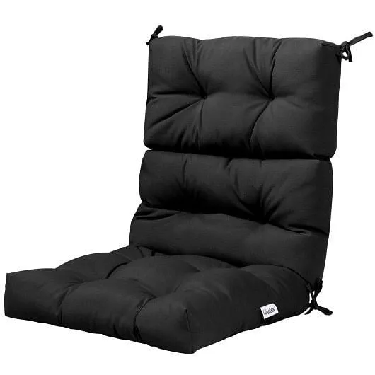 22 x 44 Inch Tufted Outdoor Patio Chair Seating Pad-Black - Color: Black