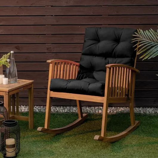 22 x 44 Inch Tufted Outdoor Patio Chair Seating Pad-Black - Color: Black
