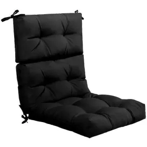 22 x 44 Inch Tufted Outdoor Patio Chair Seating Pad-Black - Color: Black