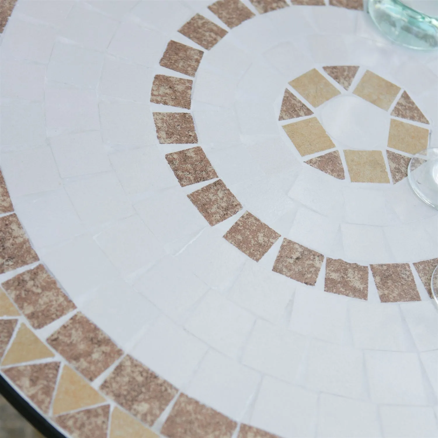 30-inch Round Bistro Style Wrought Iron Outdoor Patio Table with Tile Top