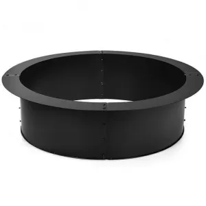 36 inch Round Steel Fire Pit Ring Line for Outdoor Backyard - Color: Black
