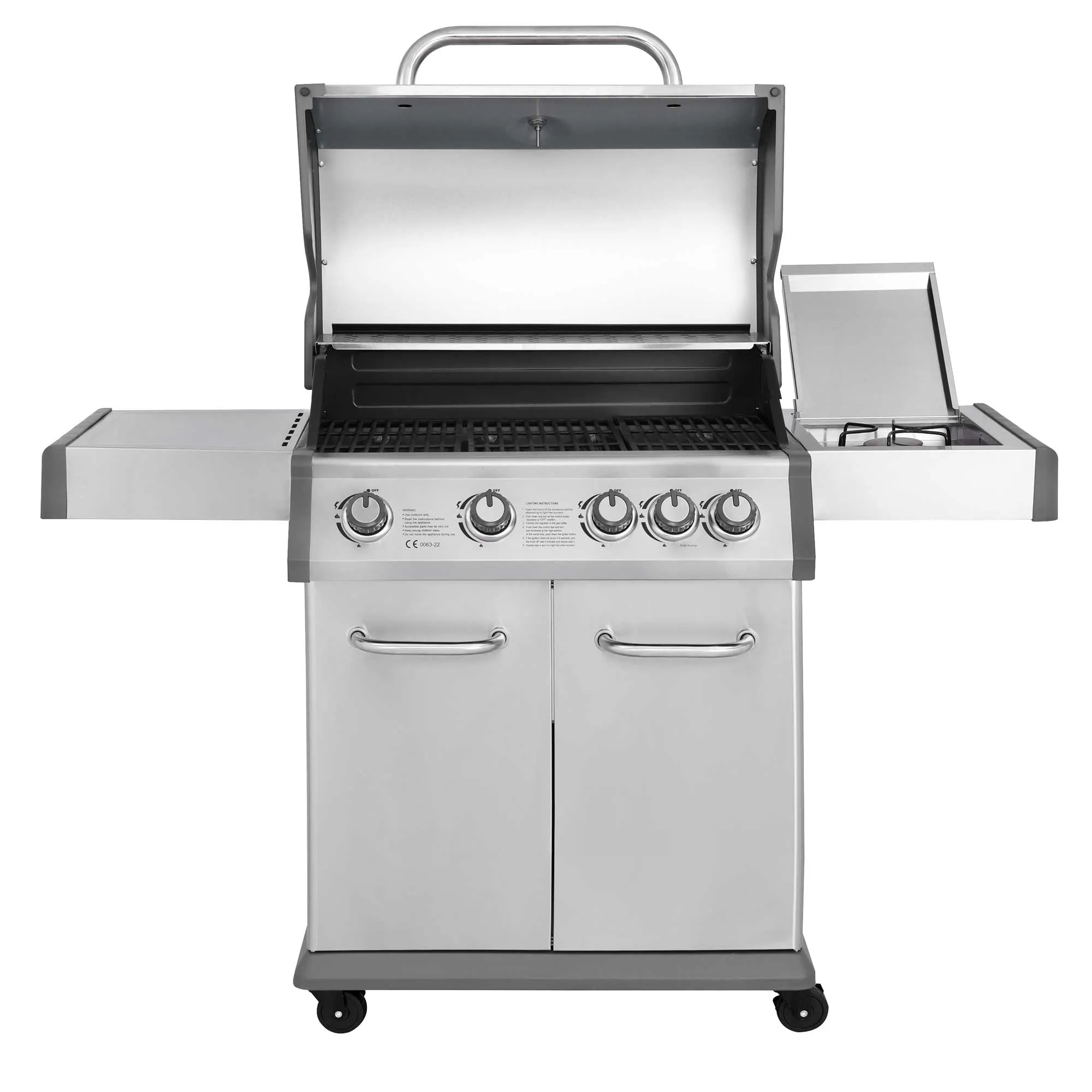 4 1 Burner Deluxe Gas BBQ with Piezo Ignition, Stainless Steel - DG17
