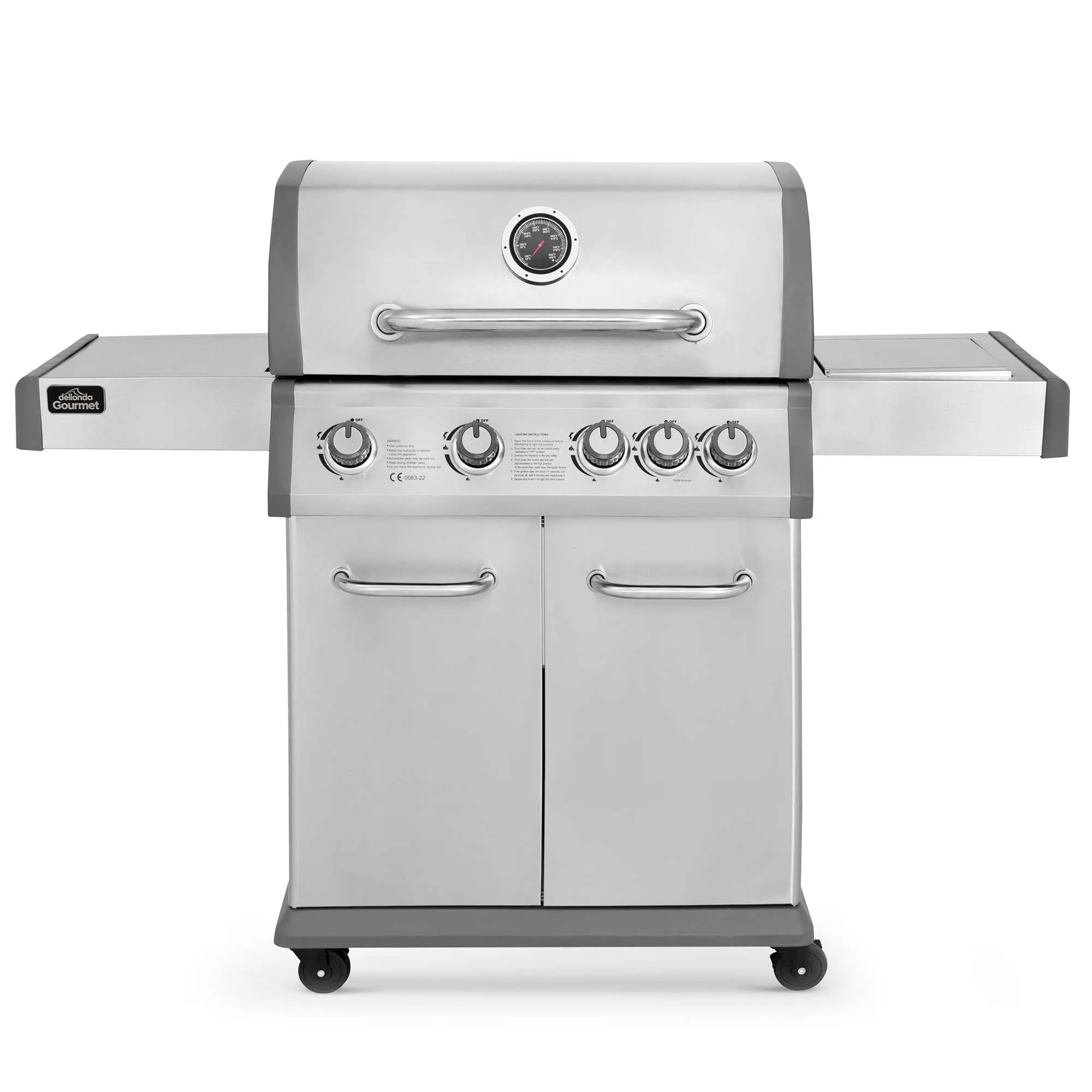 4 1 Burner Deluxe Gas BBQ with Piezo Ignition, Stainless Steel - DG17