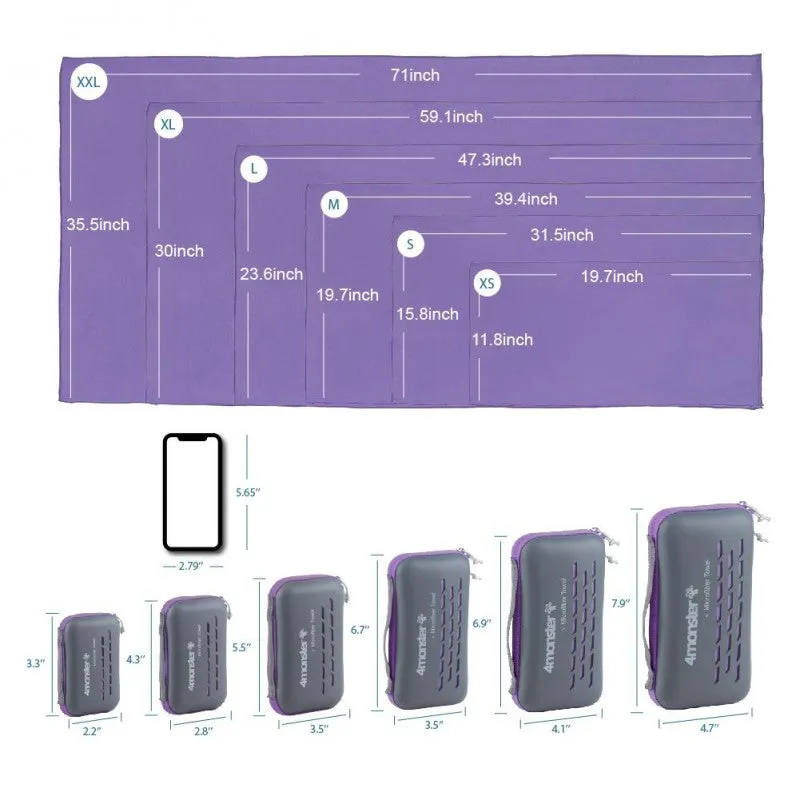 4 Monster - EVA Antibacterial Microfiber Travel Towel L ( 60X120 CM )