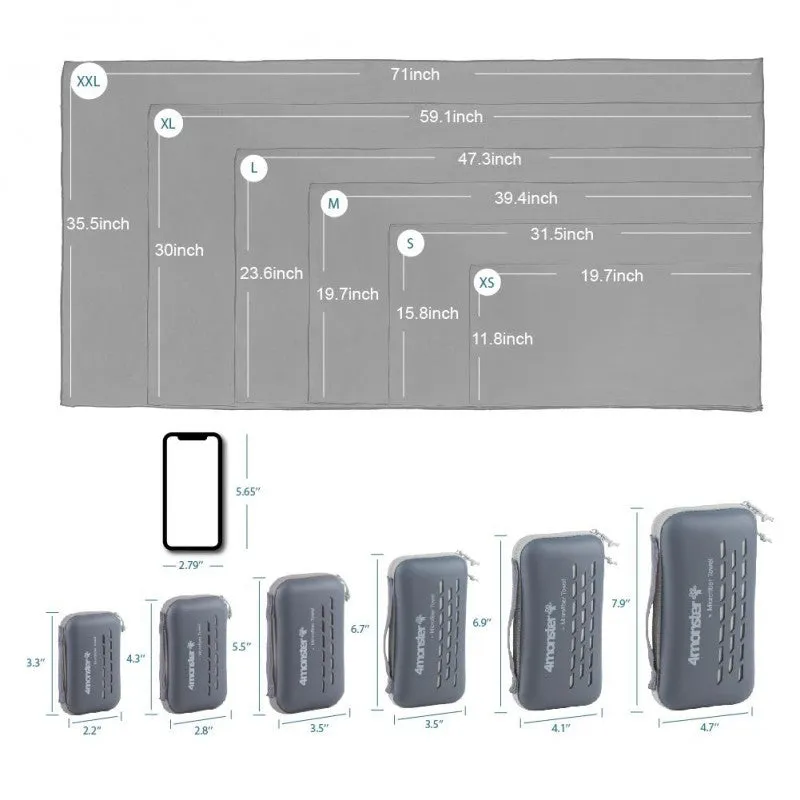 4 Monster - EVA Antibacterial Microfiber Travel Towel L ( 60X120 CM )