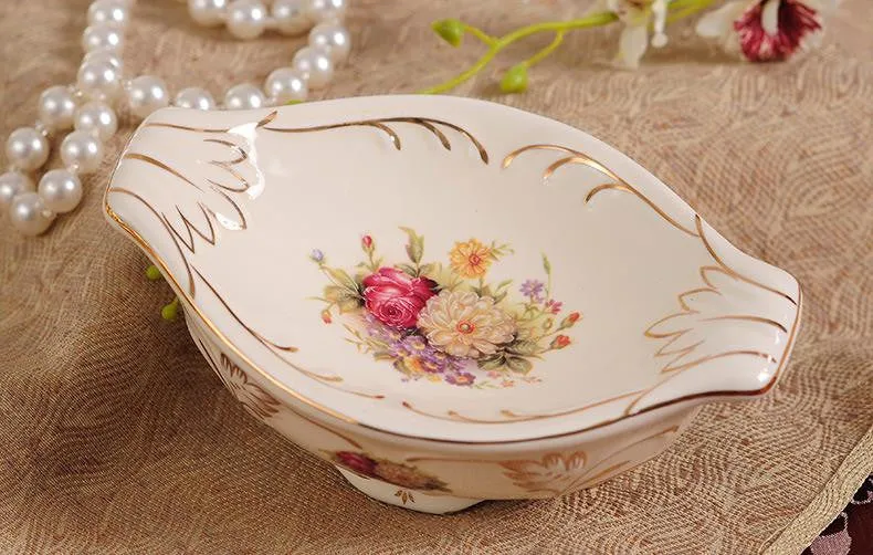 5 Piece Porcelain Bathroom Set - Country Bouquet