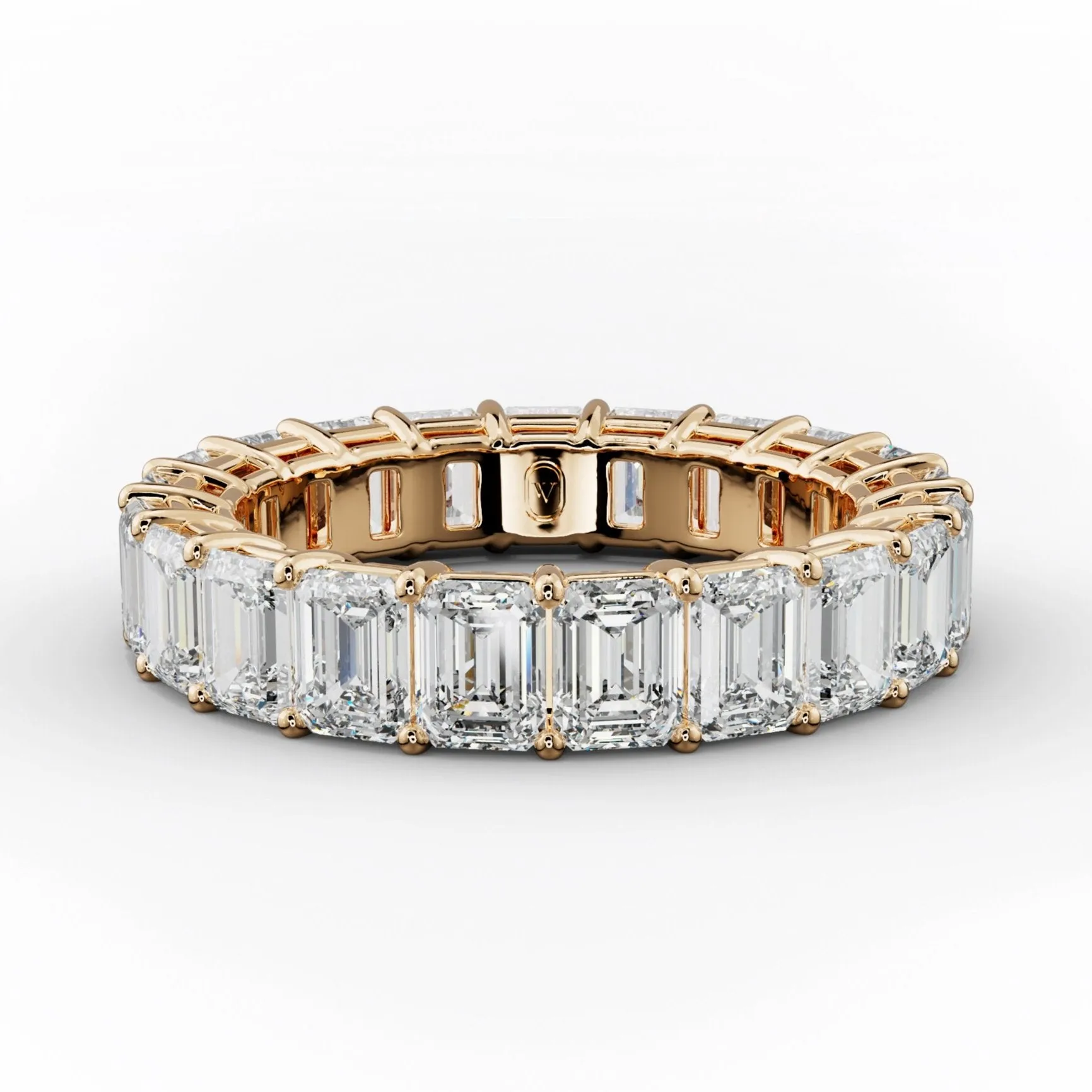 5.0 Carat Emerald Cut Diamond Eternity Band Shared Prong