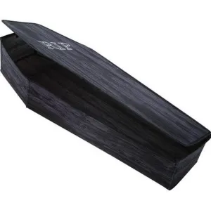 60" Wooden Look Coffin With Lid Black