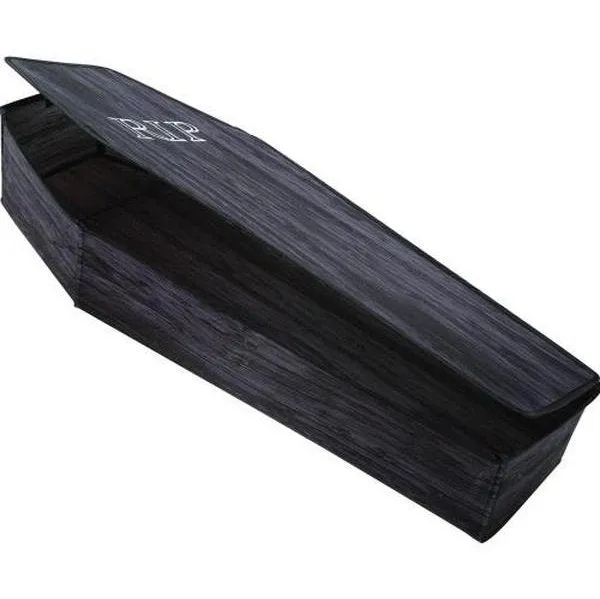 60" Wooden Look Coffin With Lid Black