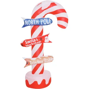 6Ft Candy Cane Direction Sign Inflatable w LED Light Holiday Outdoor Decoration