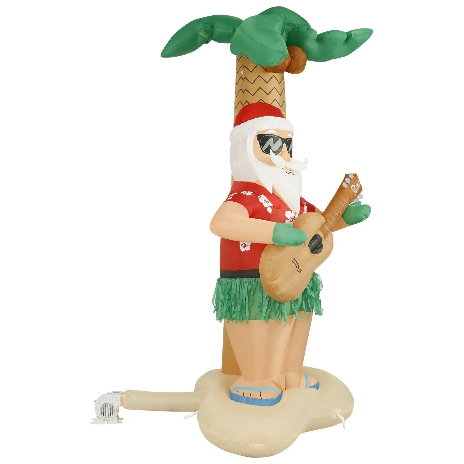 8 ft Inflatable Christmas Hula Santa Outdoor Decoration with LED Lights, Fan, and Stakes