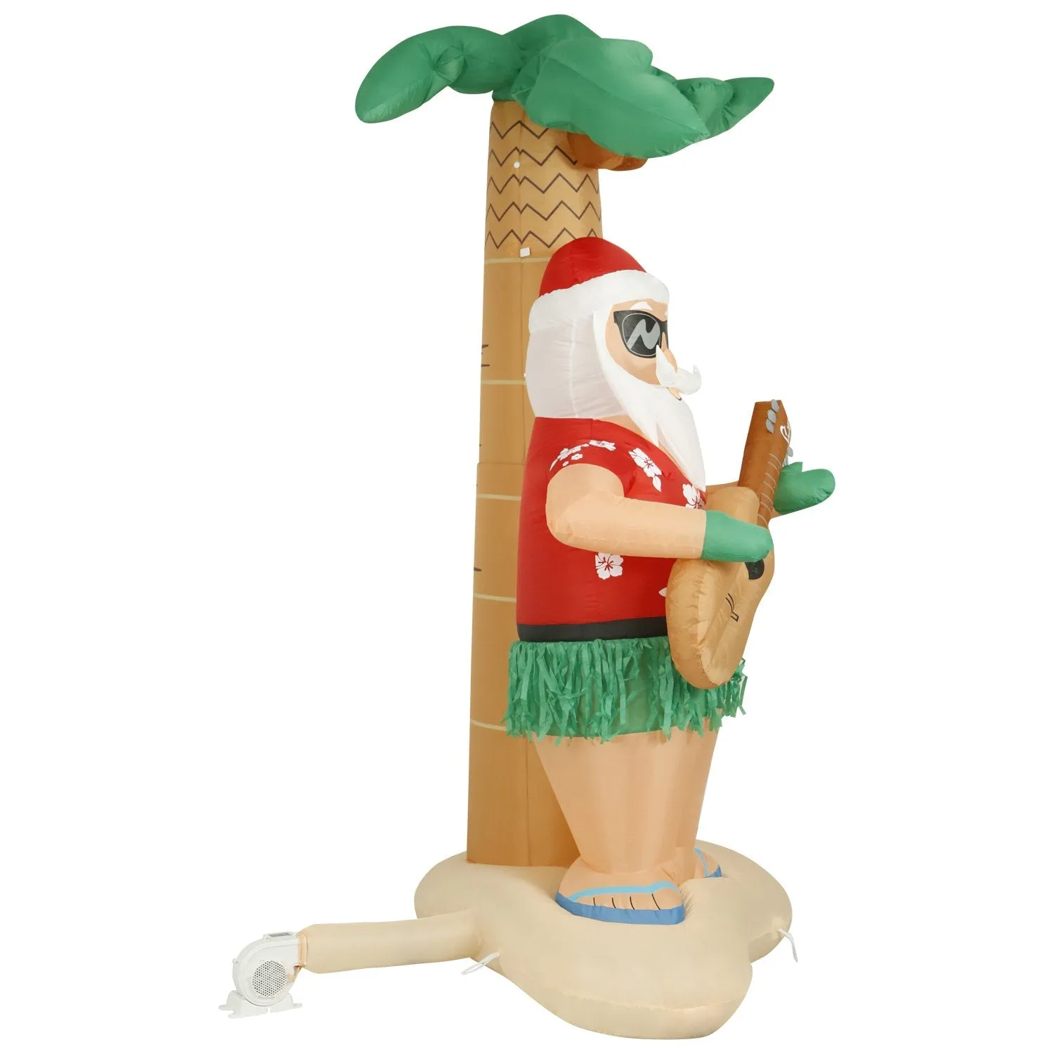 8 ft Inflatable Christmas Hula Santa Outdoor Decoration with LED Lights, Fan, and Stakes