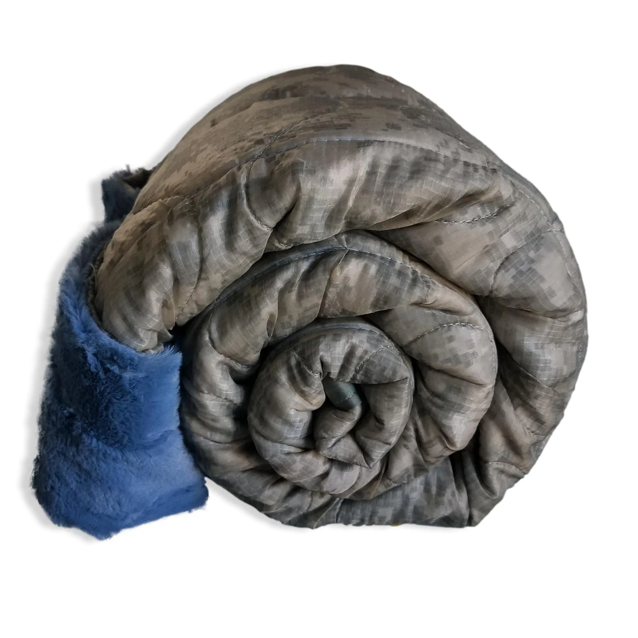 ACU/UCP Camo Flower Garden Design Woobie Weighted Blanket with Chambray Fur