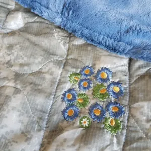 ACU/UCP Camo Flower Garden Design Woobie Weighted Blanket with Chambray Fur
