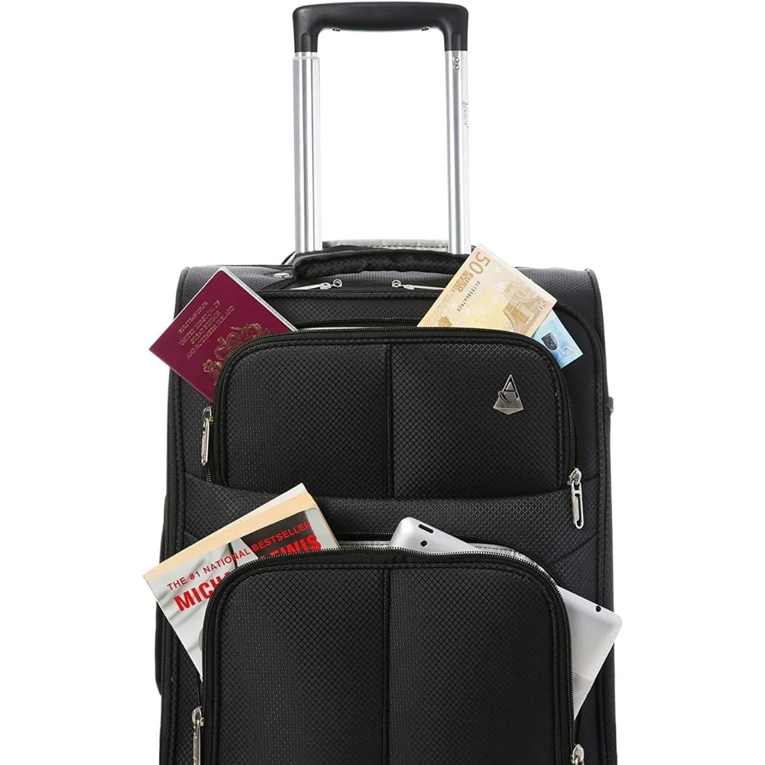 Aerolite 56x45x25cm British Airways Jet2 & Easyjet Upgrade Maximum Allowance Large Lightweight 2 Wheel Carry On Hand Cabin Luggage Bag Suitcase 56x45x25 with TSA Approved Lock Black