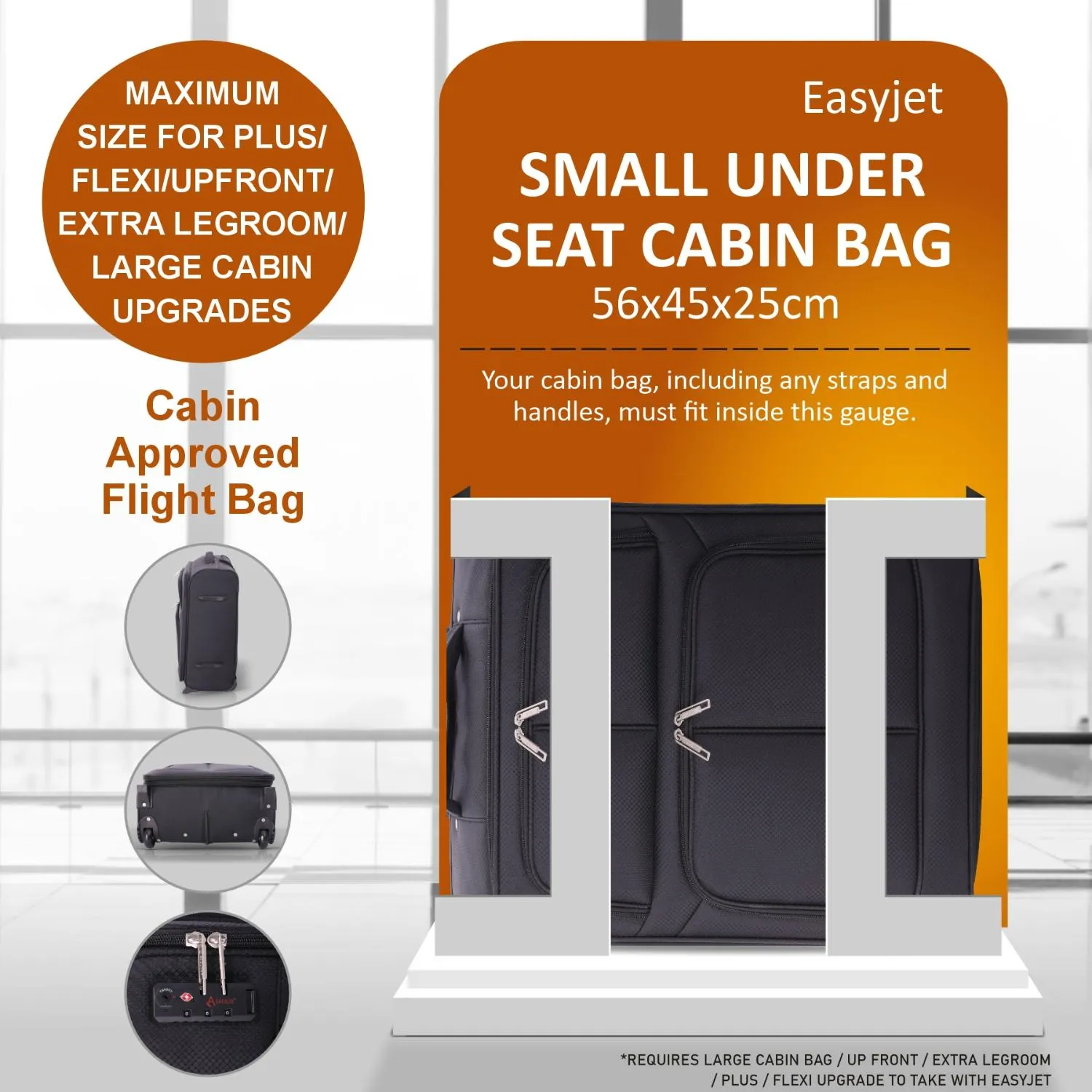 Aerolite 56x45x25cm British Airways Jet2 & Easyjet Upgrade Maximum Allowance Large Lightweight 2 Wheel Carry On Hand Cabin Luggage Bag Suitcase 56x45x25 with TSA Approved Lock Black