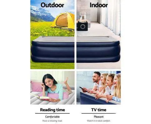 Air Bed Inflatable Mattress Sleeping Mat Battery Built-in Pump