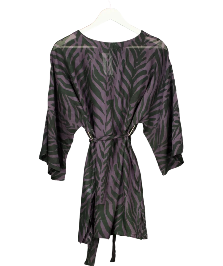 Alicia Swim Grey Cotton Silk Blend Kimono Cover Up One Size