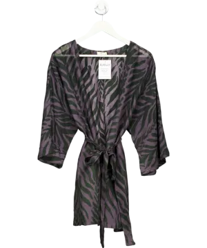 Alicia Swim Grey Cotton Silk Blend Kimono Cover Up One Size