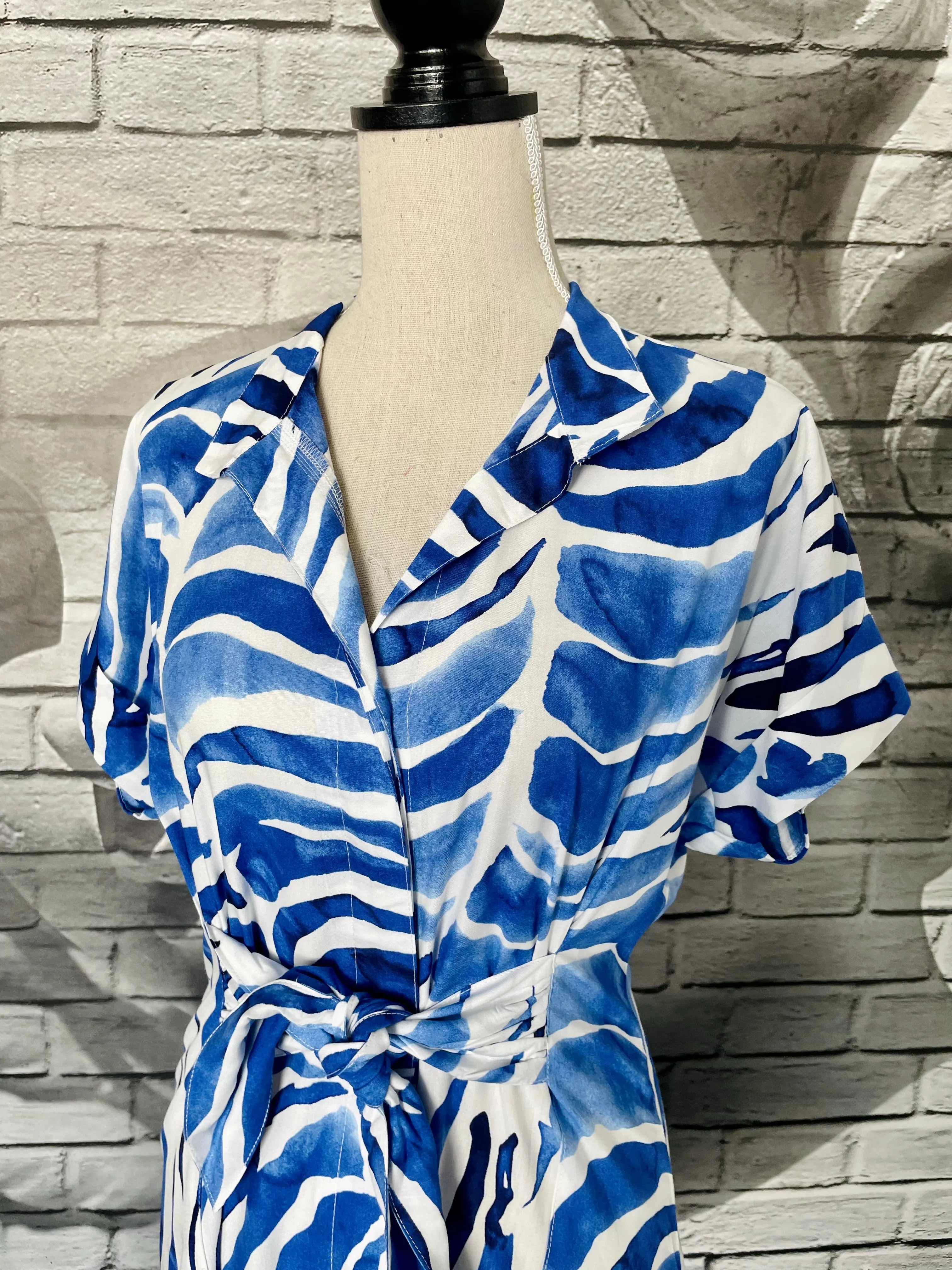 Amber Dress in Navy Batik