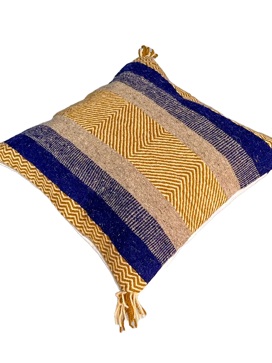 Anzal's Flatweave x Zanafi Pillow - Beige/Blue