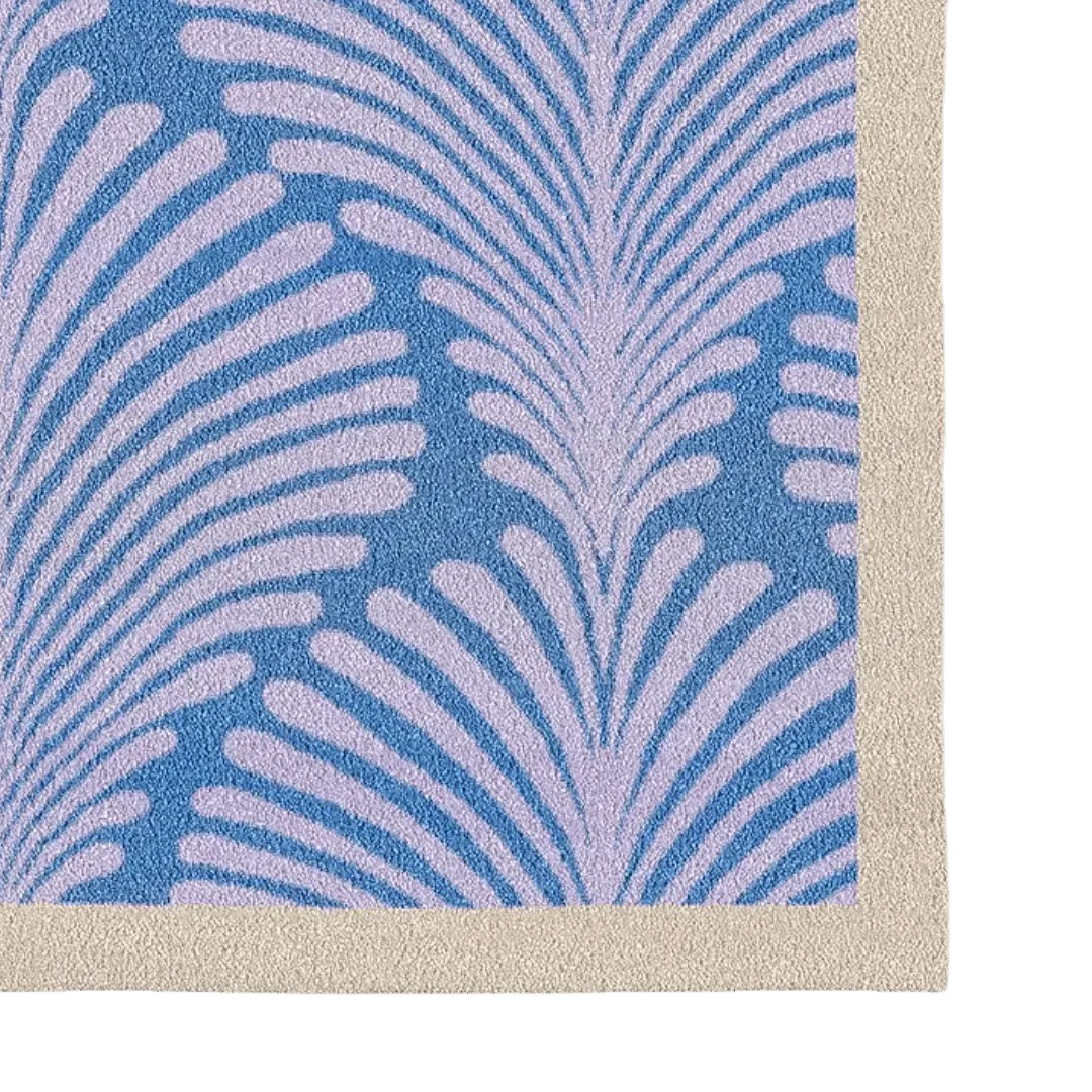 Art Deco Scallop Blue Hand Tufted Wool Rug