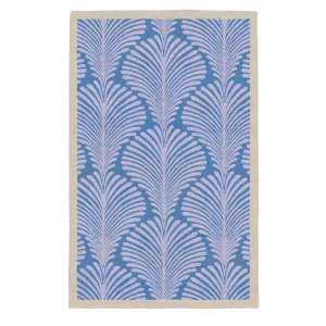 Art Deco Scallop Blue Hand Tufted Wool Rug