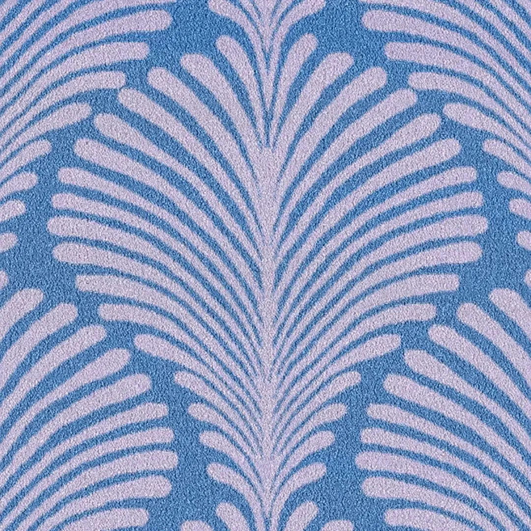 Art Deco Scallop Blue Hand Tufted Wool Rug