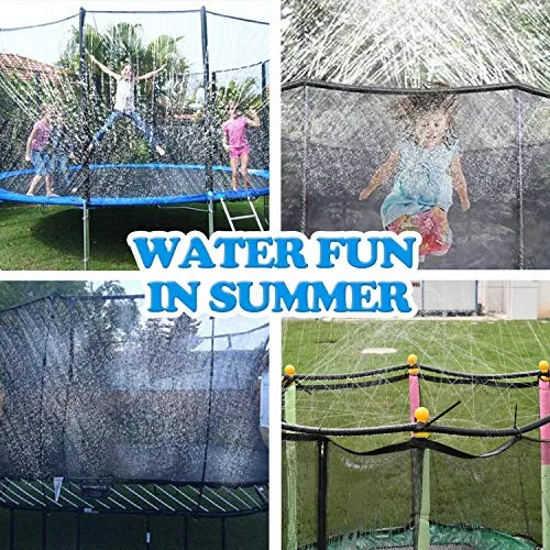 ARTBECK Trampoline Sprinkler, Outdoor Trampoline Water Play Sprinklers for Kids, Fun Water Park Summer Toys Trampoline Accessories ( 39 ft, Black )