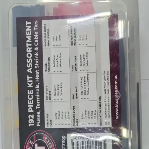 Assorted Fuses Terminals Cable Ties - 192pcs