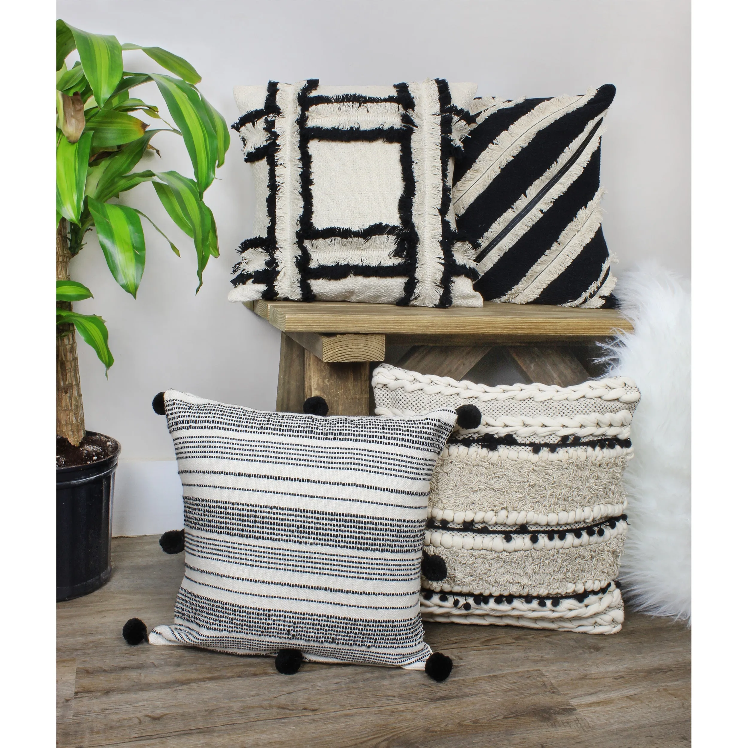 AuldHome Boho Farmhouse Throw Pillow Covers