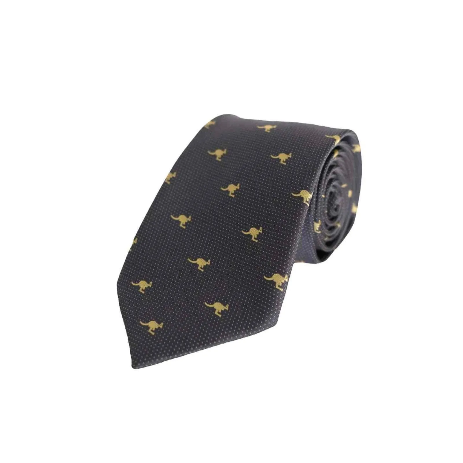 Australian Neck Tie Kangaroo Pin Dot Grey