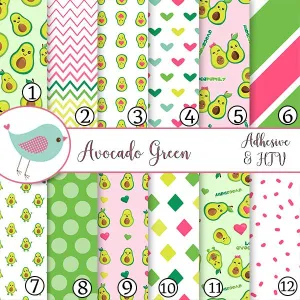 Avocado Green Vegetable Polka Dot Vinyl Print Adhesive Vinyl Heat Transfer Craft Vinyl Pattern Vinyl