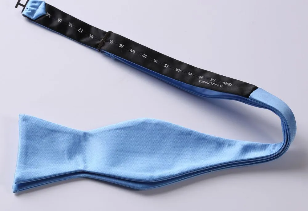 Baby Blue Mens Silk Self tie Bow Tie with Pocket Squares Set