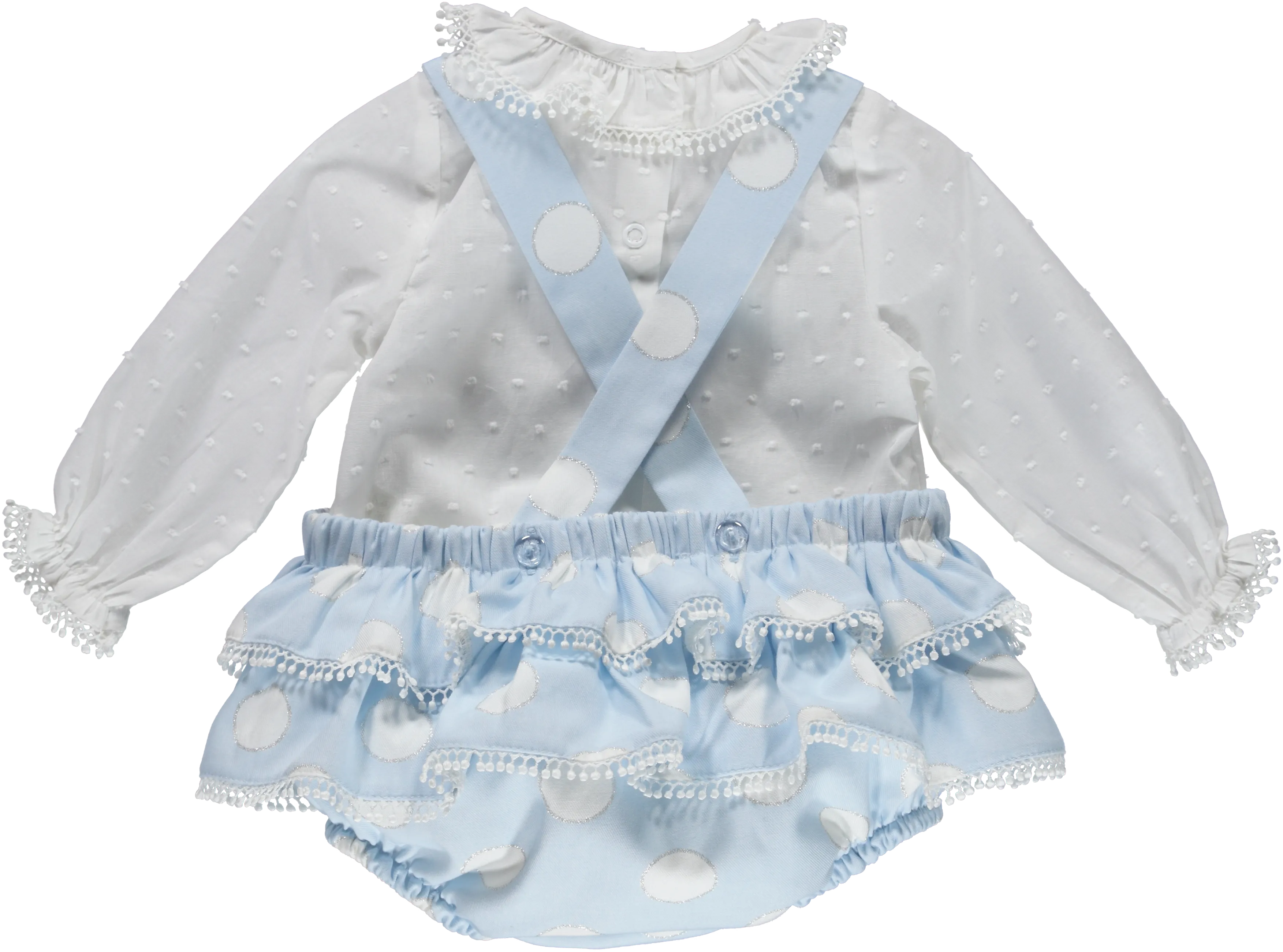 Baby Girl White and Light Blue 2 Piece Outfit Set