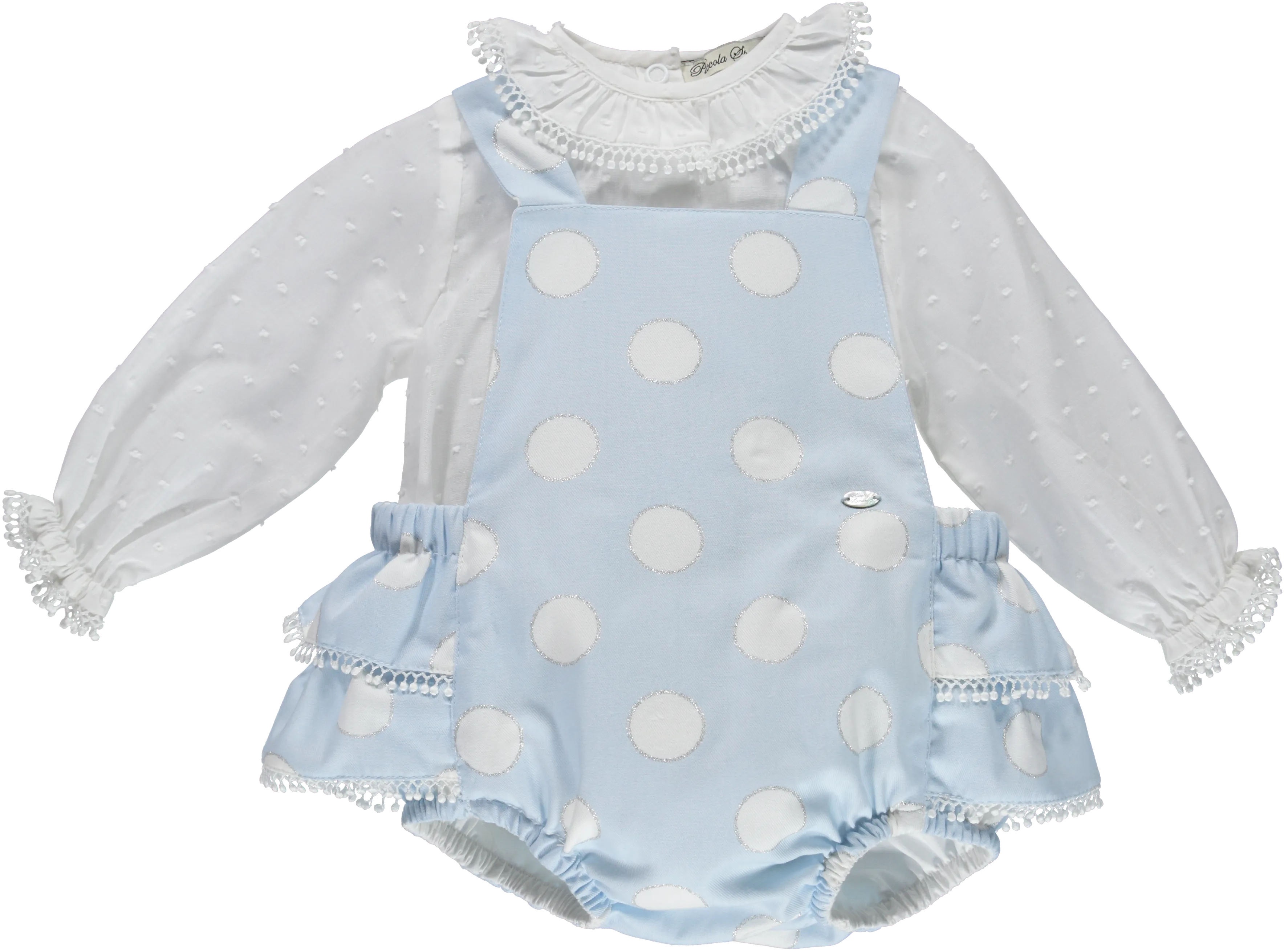 Baby Girl White and Light Blue 2 Piece Outfit Set